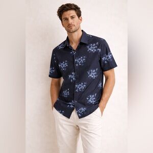 Matinique Floral Button-Up Shirt | Short Sleeve | Size L